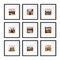 Haus and Hues Oak Wood Square Gallery Wall Picture Frames, Set of 9